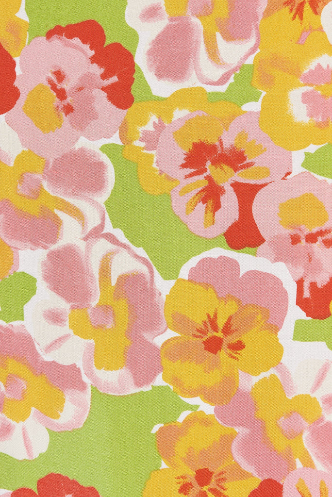 Nikke Midi Dress In Light Green With Pink Floral - fabric