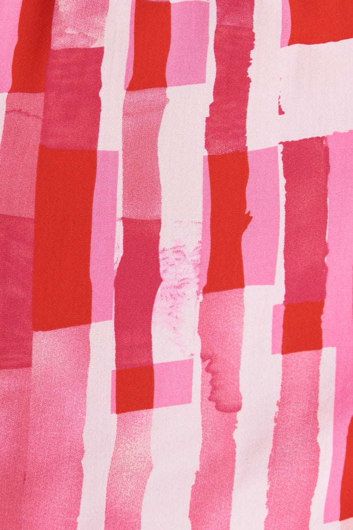 Quera Dress In Red With Pink Print - fabric