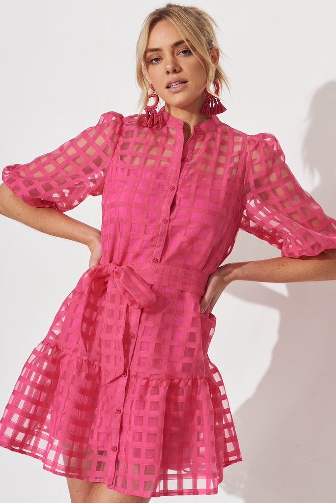 Giuliette Dress In Hot Pink Organza - front