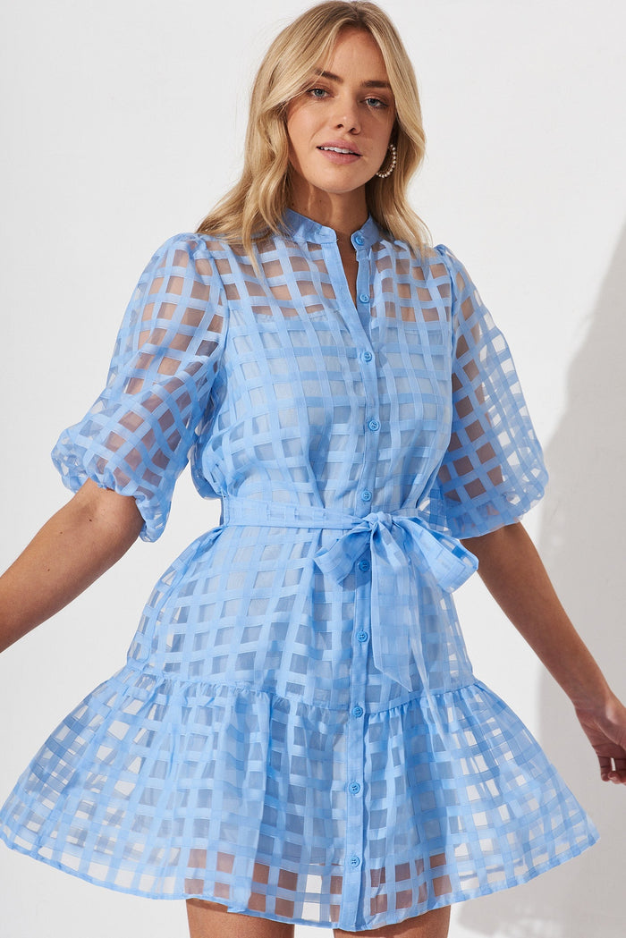 Giuliette Dress In Sky Blue Organza - front