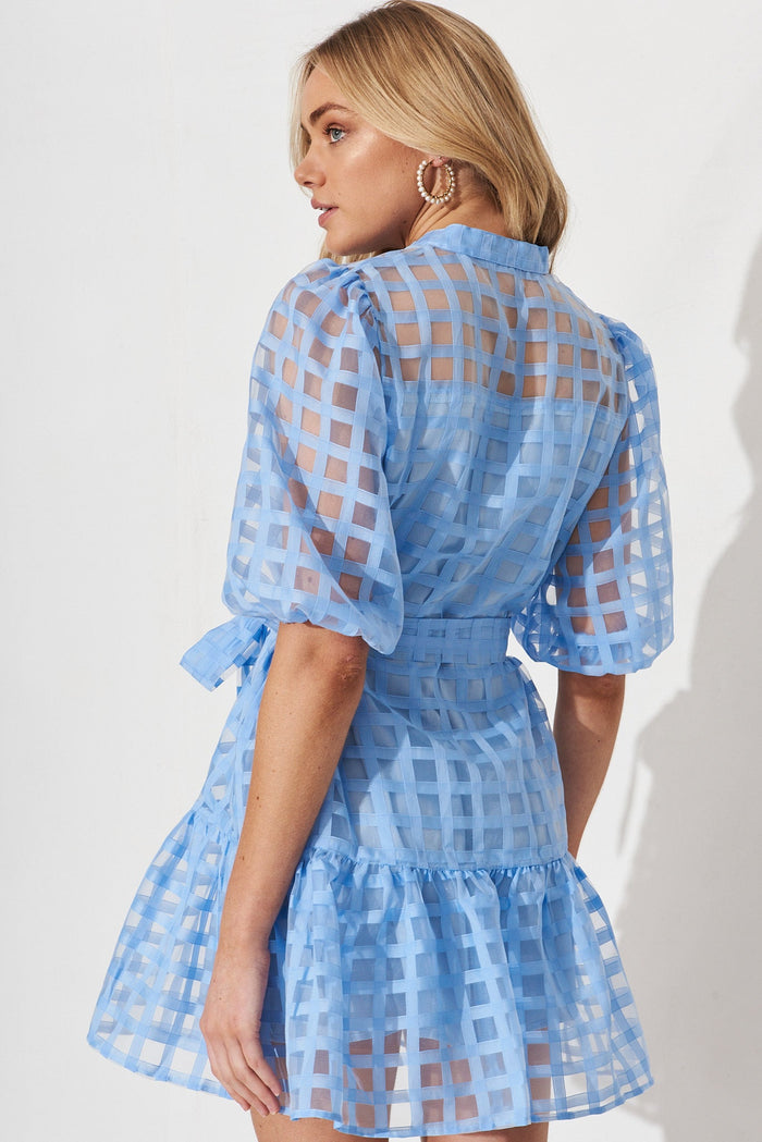 Giuliette Dress In Sky Blue Organza - back