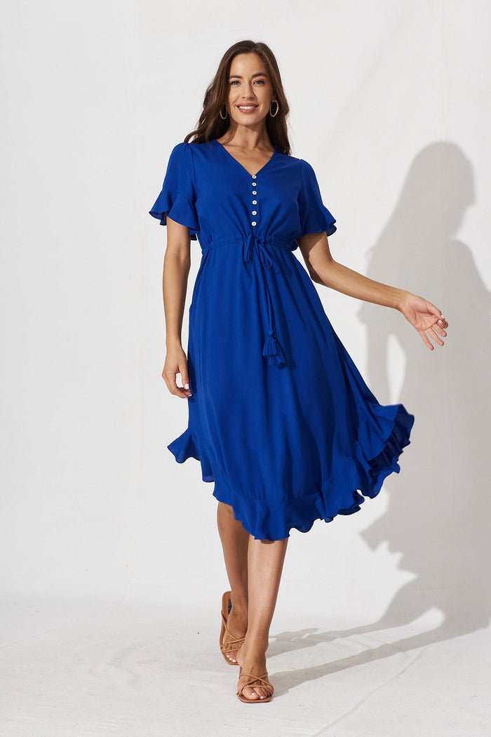Silvie Midi Dress In Cobalt Blue - full length