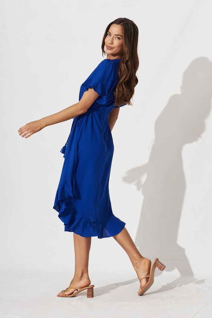 Silvie Midi Dress In Cobalt Blue - side