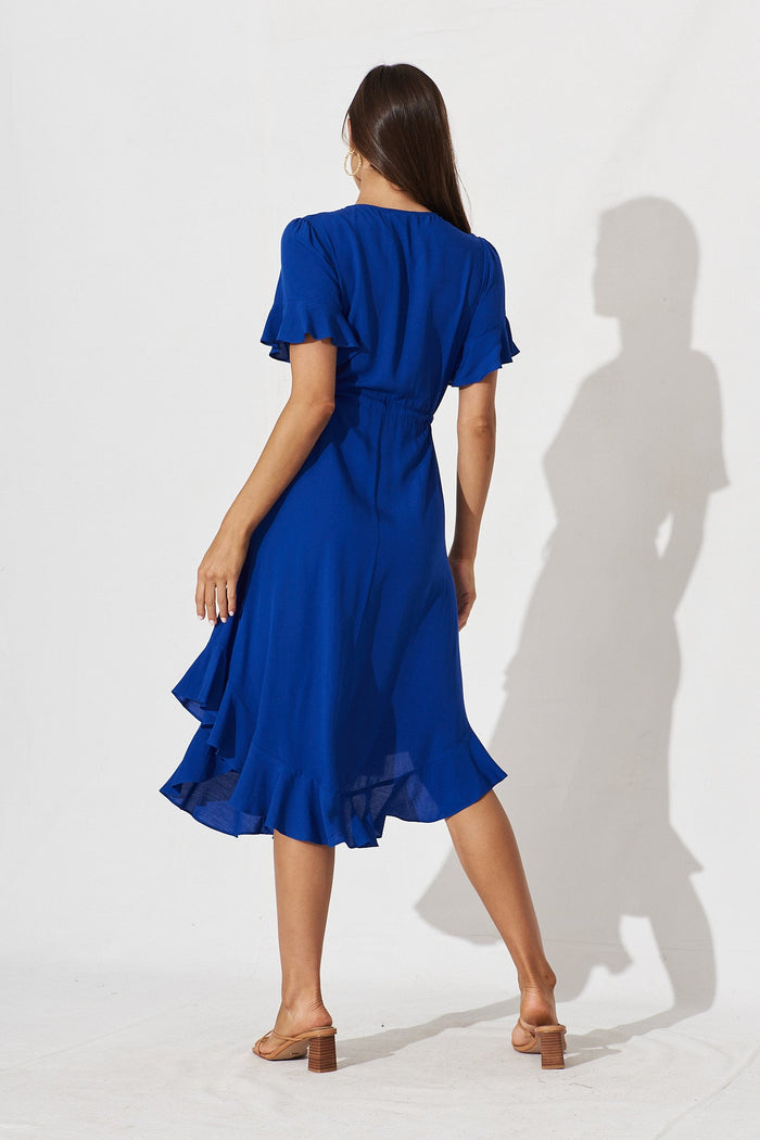 Silvie Midi Dress In Cobalt Blue - back