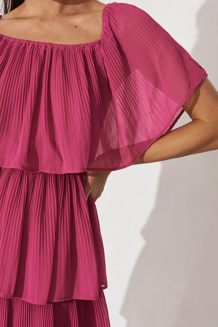 Scarlet Dress In Magenta - detail