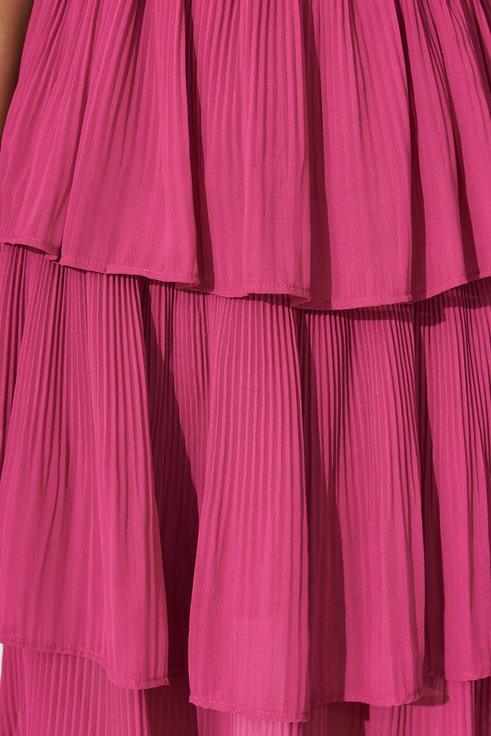 Scarlet Dress In Magenta - fabric