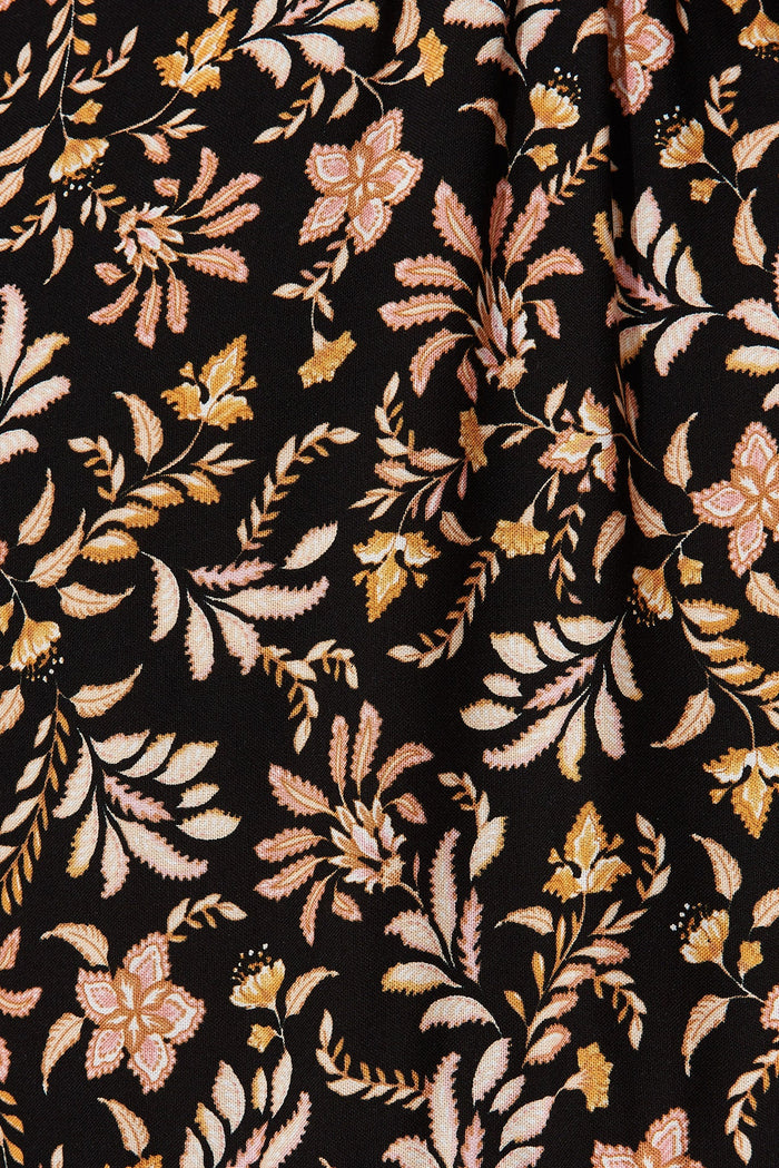 Emelyn Dress In Black With Blush Multi Boho Floral - fabric