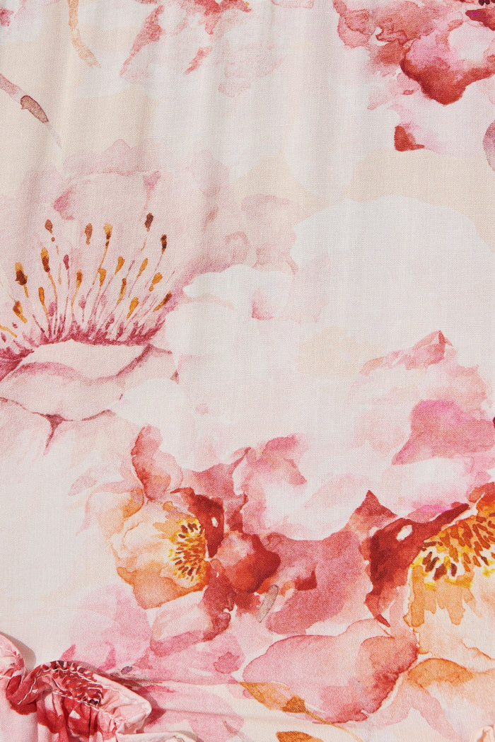 Kailani Dress In Blush With Pink Floral - fabric