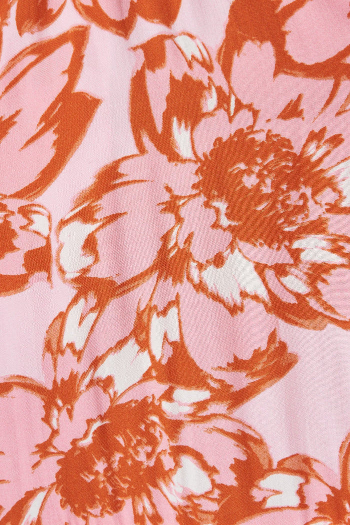 Aretha Dress In Pink With Red Floral - fabric