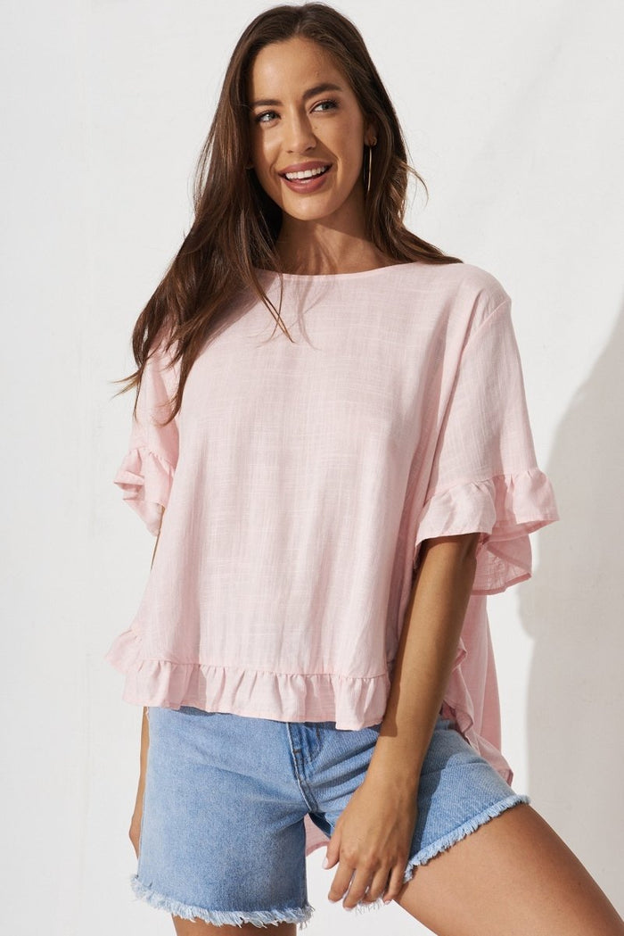Catharina Top In Blush Linen Blend - St Frock (Dev)