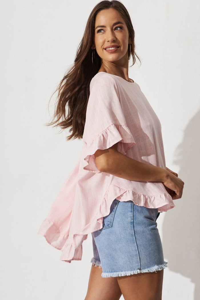 Catharina Top In Blush Linen Blend - St Frock (Dev)