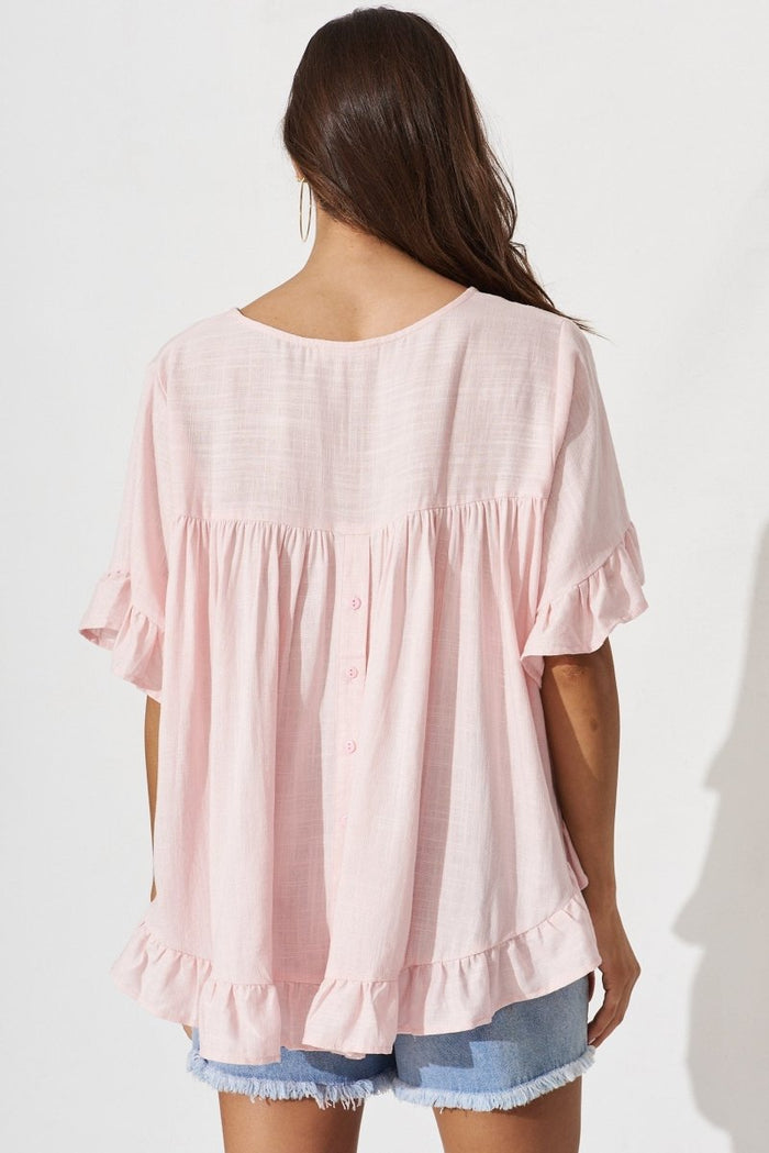 Catharina Top In Blush Linen Blend - St Frock (Dev)