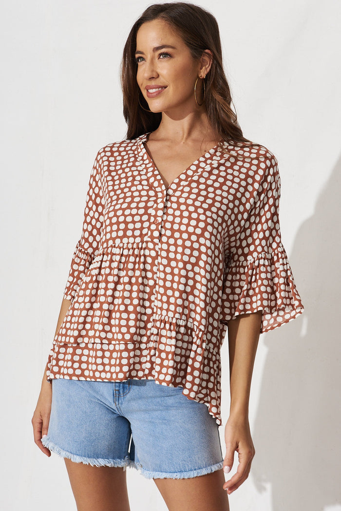 Bria Top In Rust With White Spot - front