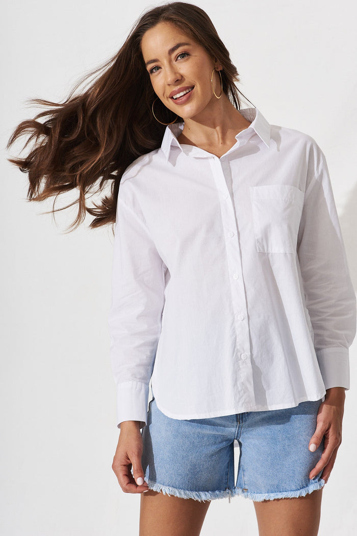 Paloma Shirt In White Cotton - front