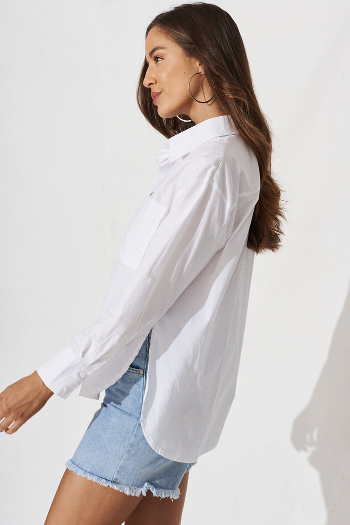 Paloma Shirt In White Cotton - side