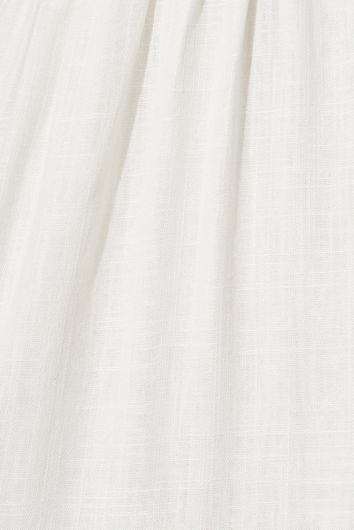 Adeline Shirt Dress In White Linen Blend - fabric
