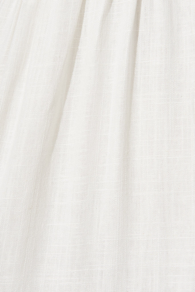 Adeline Shirt Dress In White Linen Blend - fabric