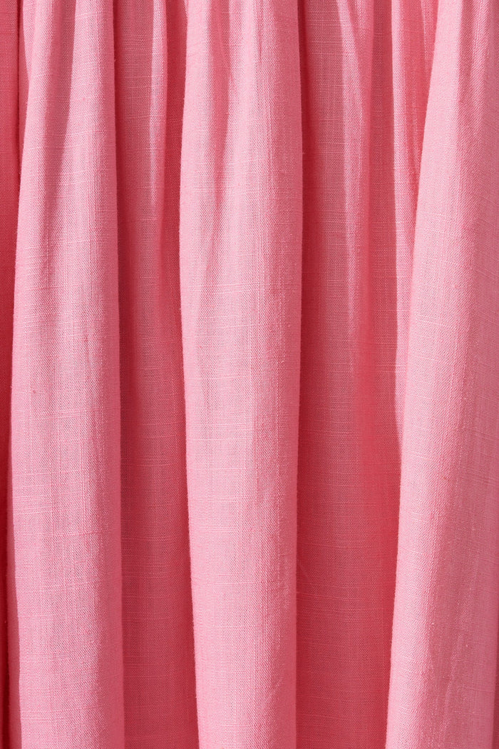 Joesa Smock Dress In Pink Linen Blend - fabric