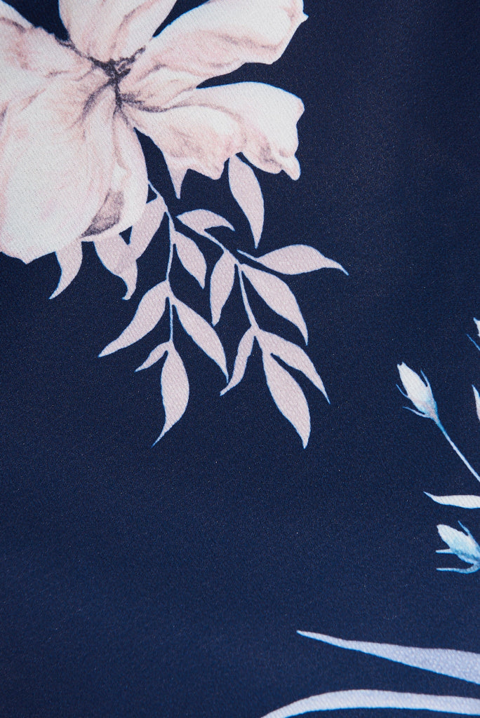 Pippa Wrap Top In Navy With Blush Floral - fabric