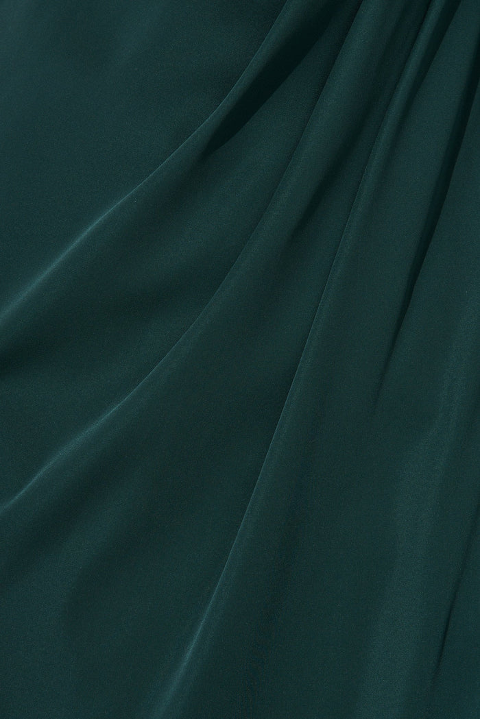 Kerrie Midi Dress In Emerald Satin - fabric