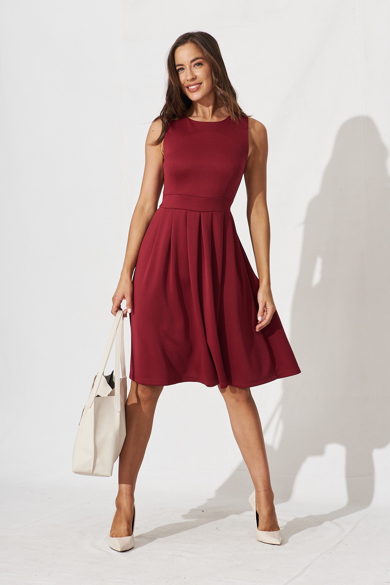 Jardin Dress In Wine - full length
