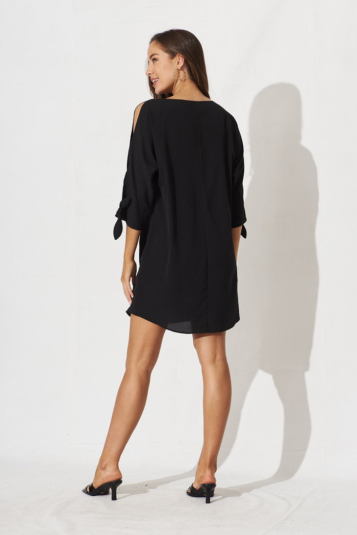 Wilder Shift Dress In Black Crepe - back