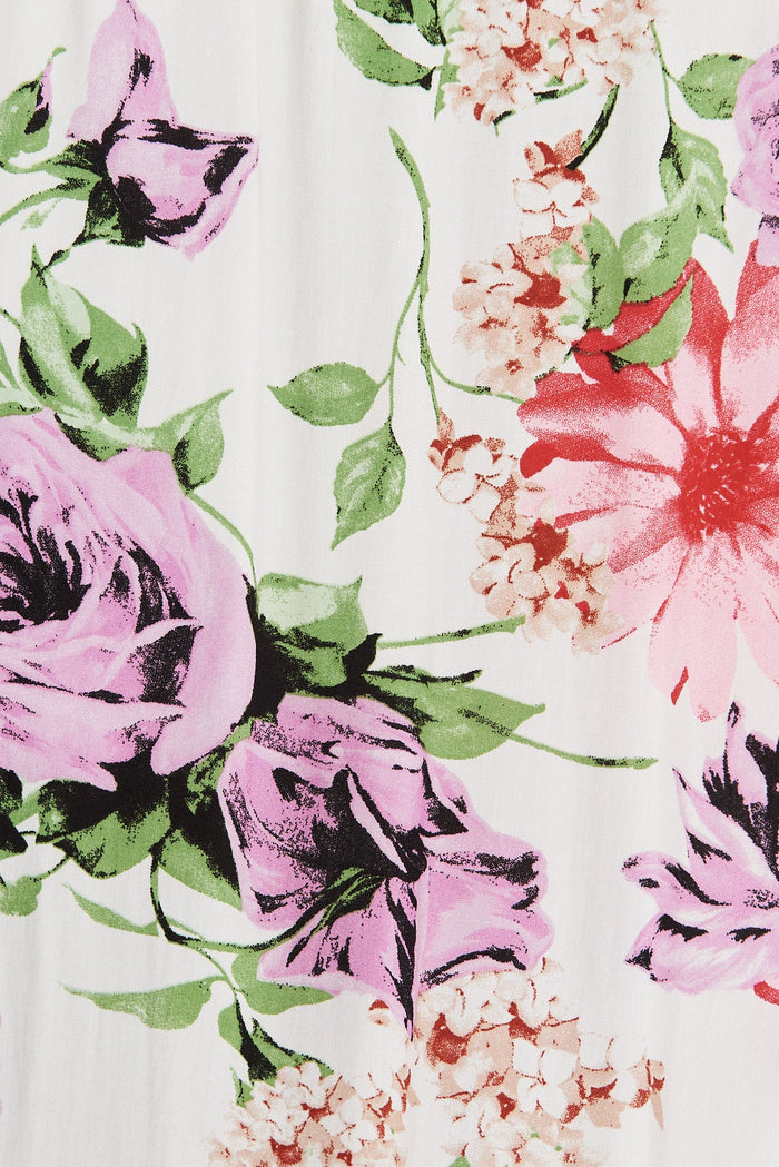 Dansy Maxi Dress In White With Multi Floral - fabric
