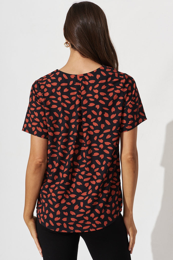 Trinity Top In Black With Rust Leaf - back