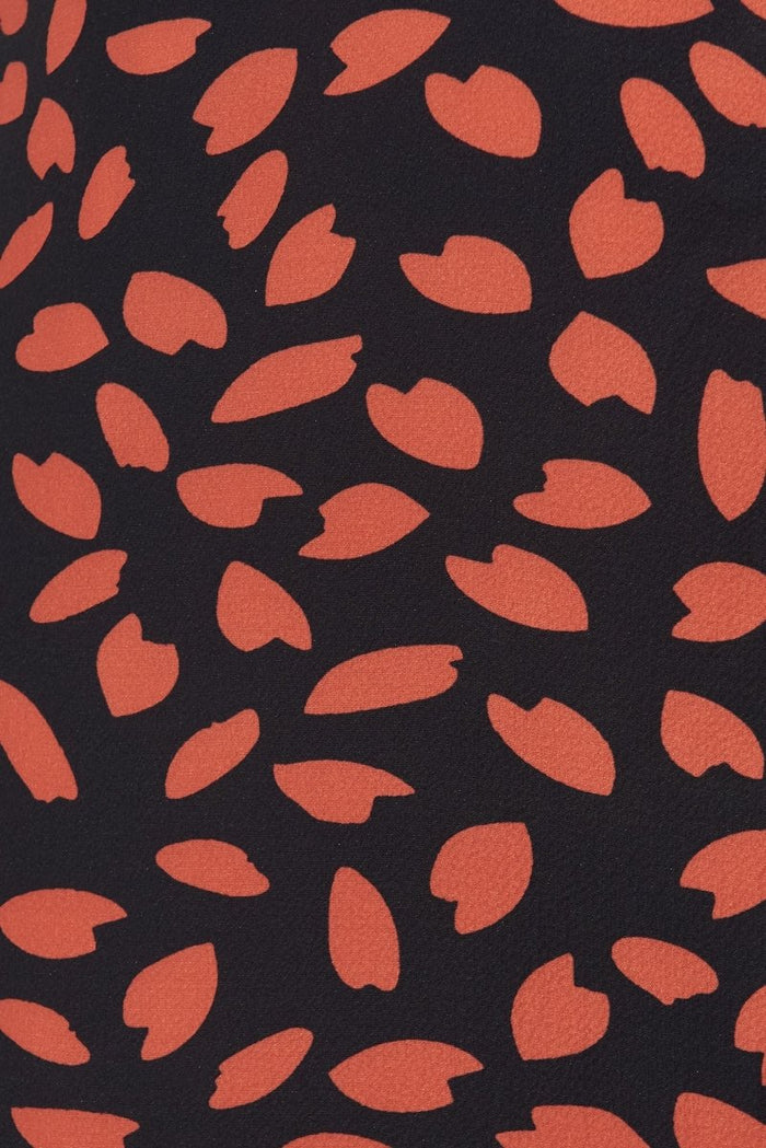 Charlotte Shirt Dress In Black With Rust Leaf - St Frock (Dev)