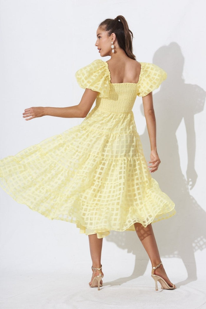Ciela Midi Dress In Yellow Organza - St Frock (Dev)