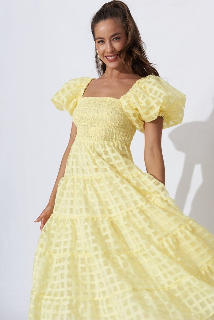 Ciela Midi Dress In Yellow Organza - St Frock (Dev)