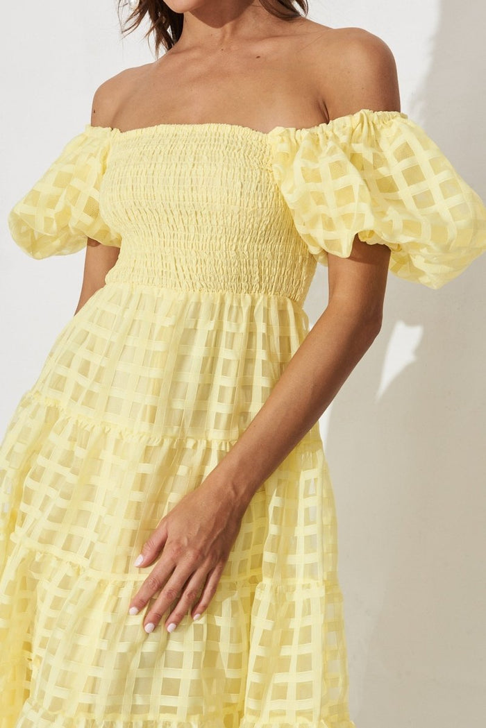 Ciela Midi Dress In Yellow Organza - St Frock (Dev)