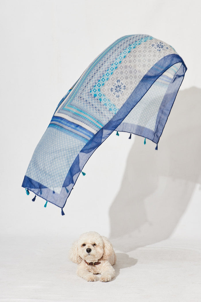 August + Delilah Wild Side Scarf In Navy Patchwork - St Frock (Dev)