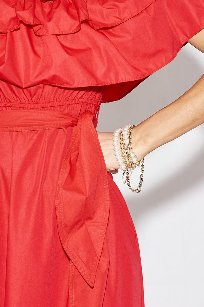 August + Delilah Lyrie Layered Necklace In Pearl With Gold - St Frock (Dev)