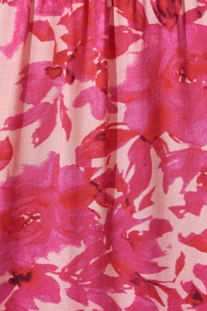 Charlotta Midi Dress In Pink With Purple Floral - St Frock (Dev)