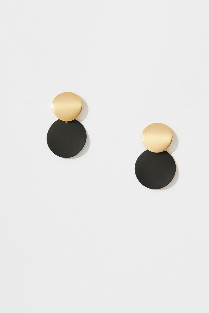 August + Delilah Gloria Earrings In Black With Gold