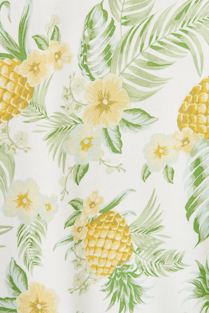 Mariah Pants In White With Yellow Pineapple Print - fabric