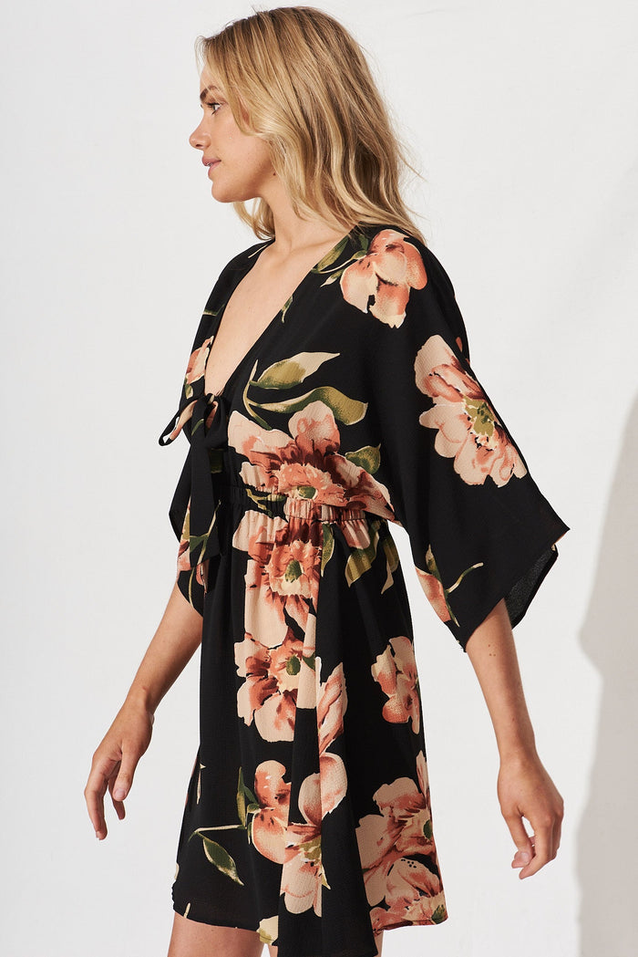 Ava Dress In Black With Blush Floral - St Frock (Dev)