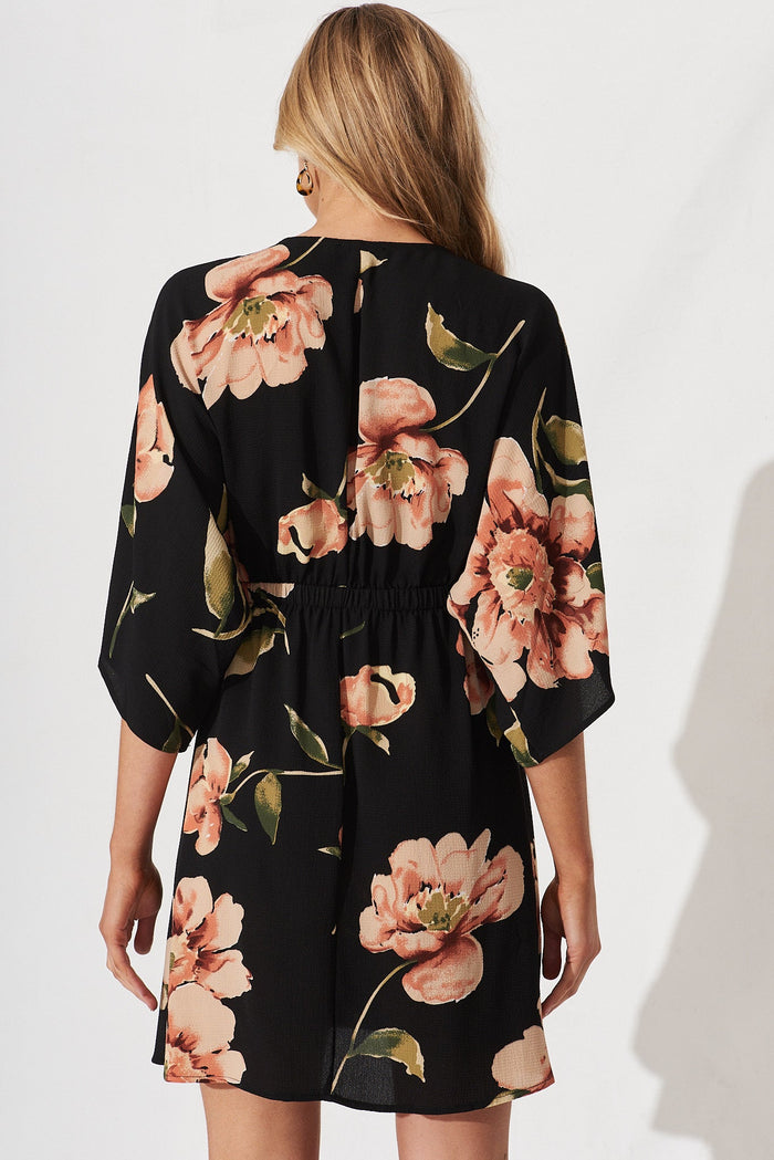 Ava Dress In Black With Blush Floral - St Frock (Dev)