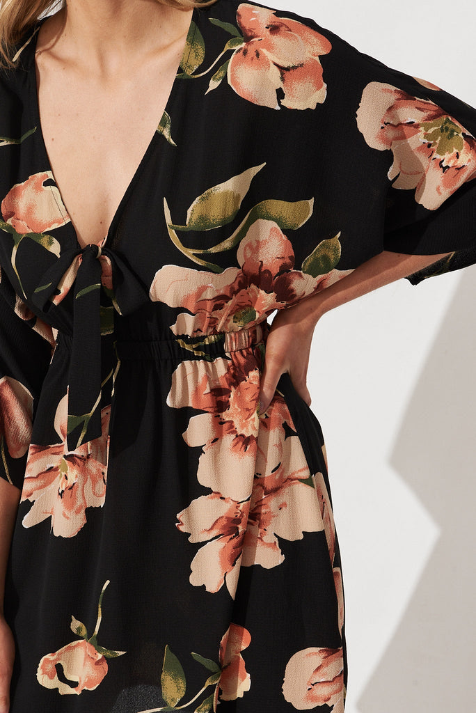 Ava Dress In Black With Blush Floral - St Frock (Dev)