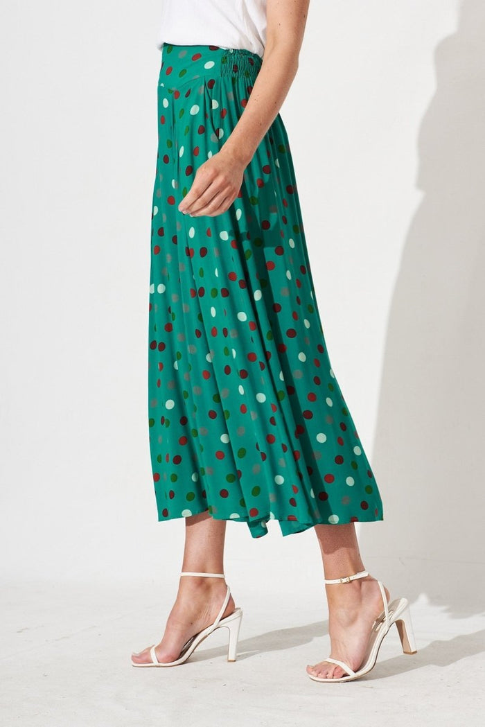 Brandsy Maxi Skirt In Green With Red Dot - St Frock (Dev)