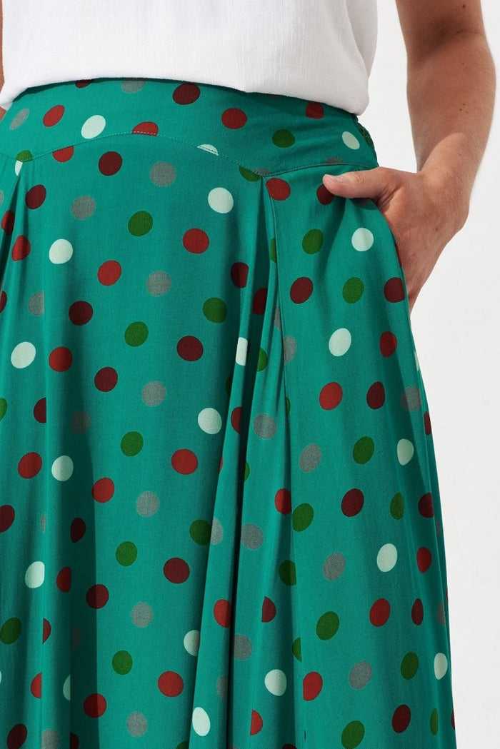 Brandsy Maxi Skirt In Green With Red Dot - St Frock (Dev)