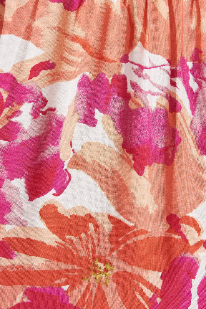 Laydee Midi Dress In Pink And Orange Floral - fabric