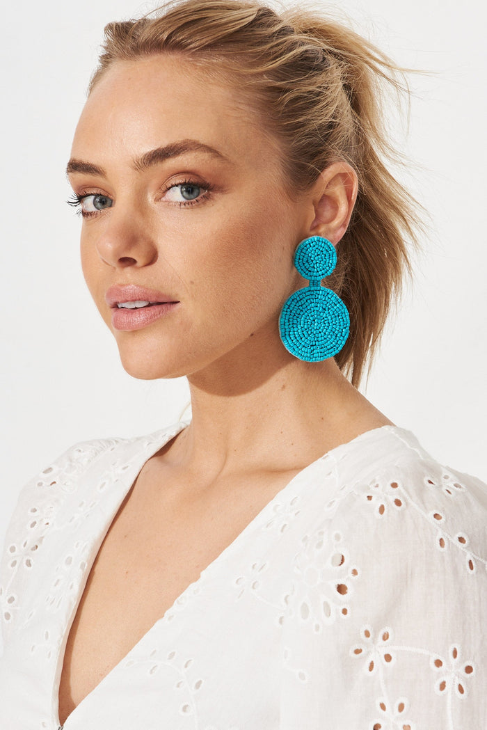 August + Delilah Violet Earring In Turquoise - side