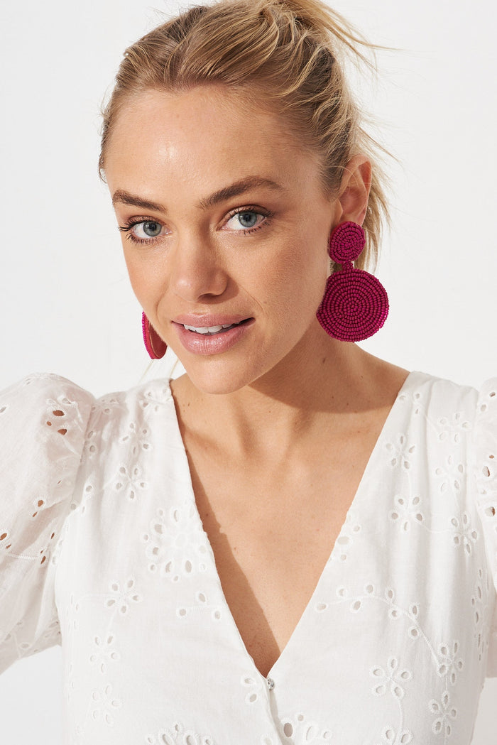 August + Delilah Violet Earring In Magenta - St Frock (Dev)