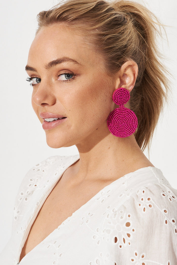 August + Delilah Violet Earring In Magenta - St Frock (Dev)