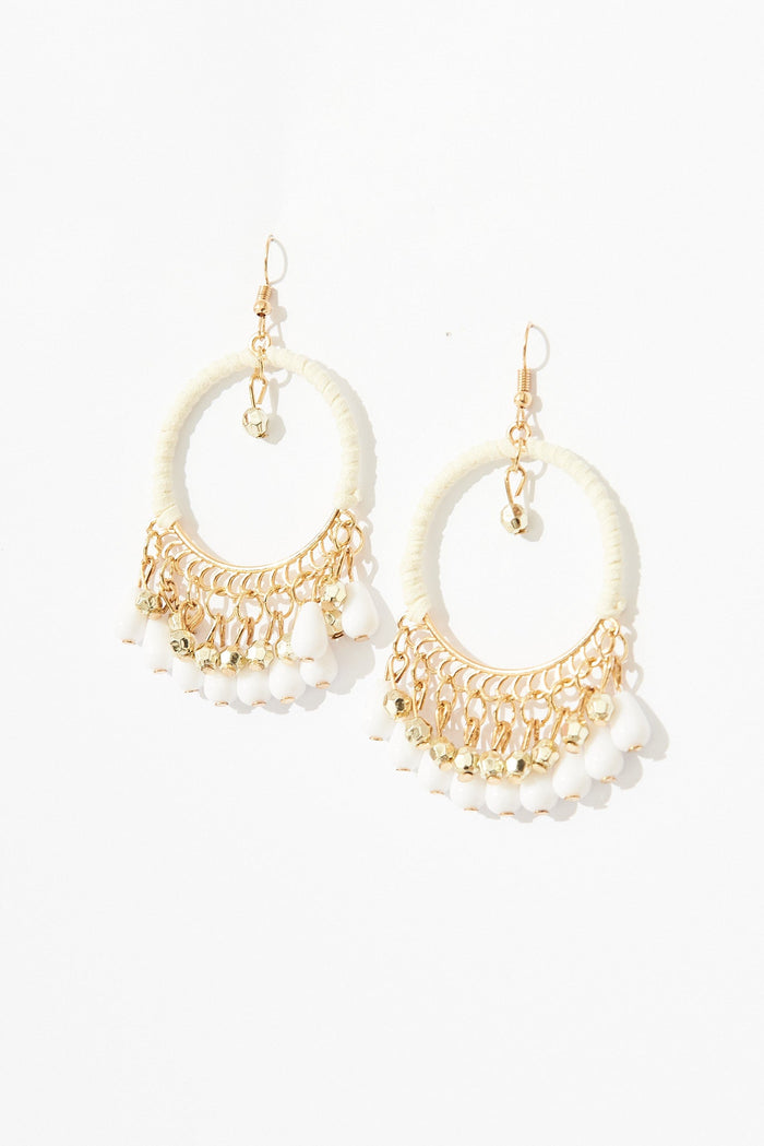 August + Delilah Tyra Earrings In White - front