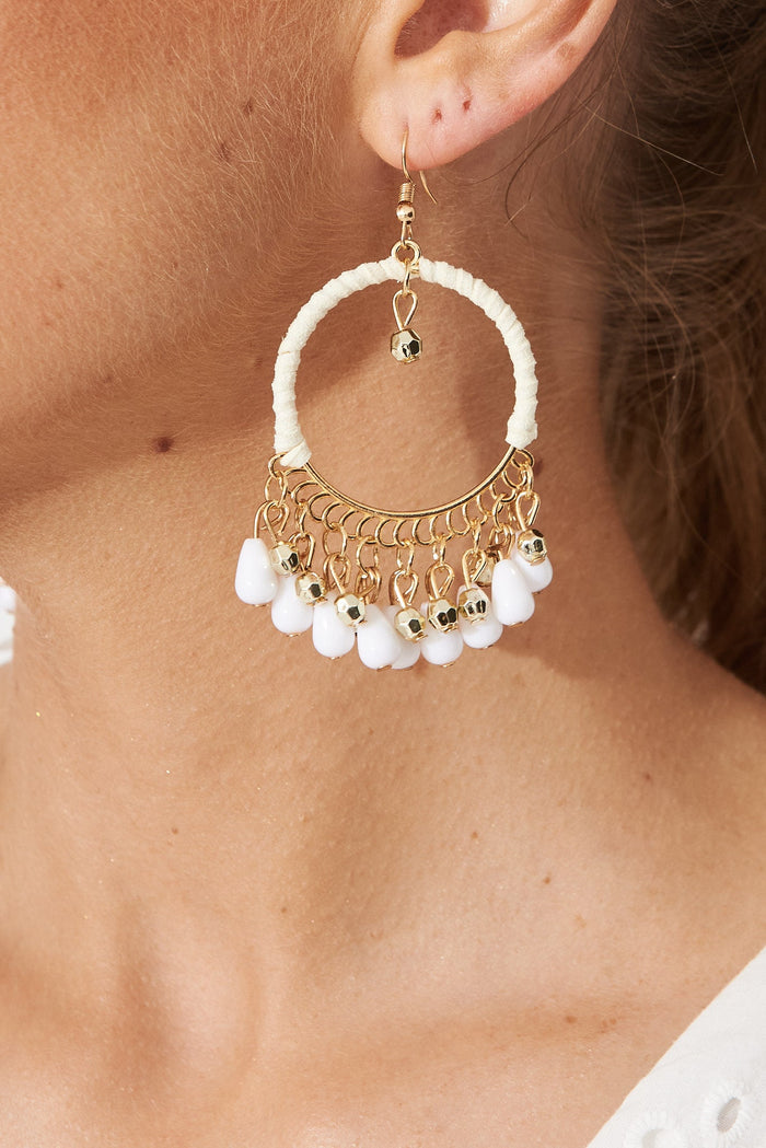 August + Delilah Tyra Earrings In White - side close up