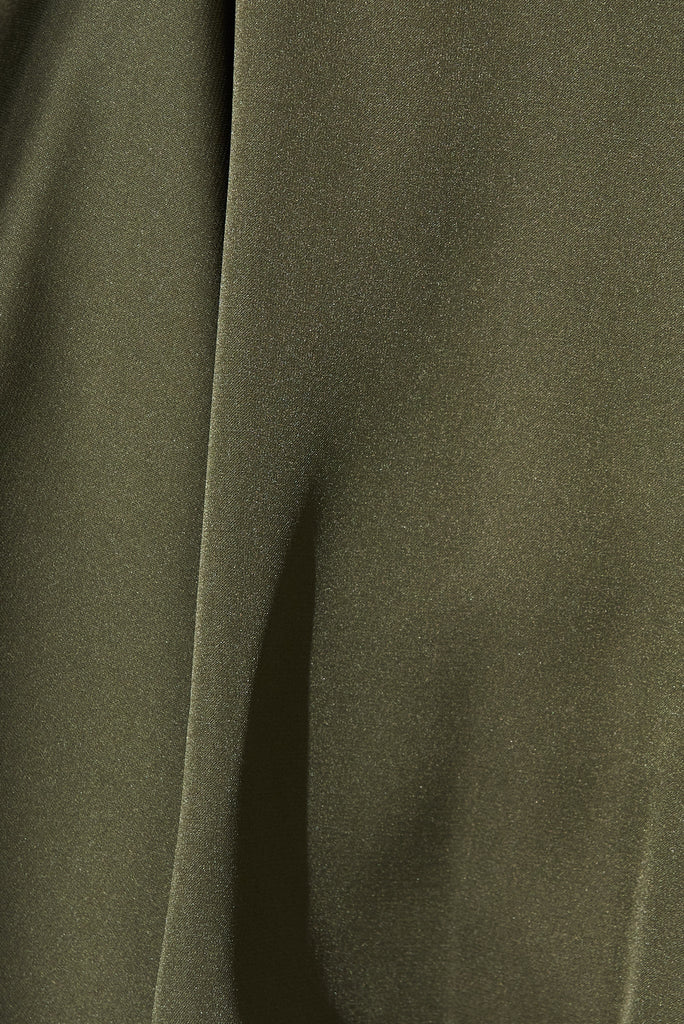 Hillary Top In Olive Satin - fabric