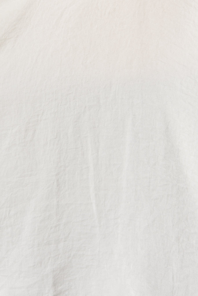Hillary Top In White Satin - fabric